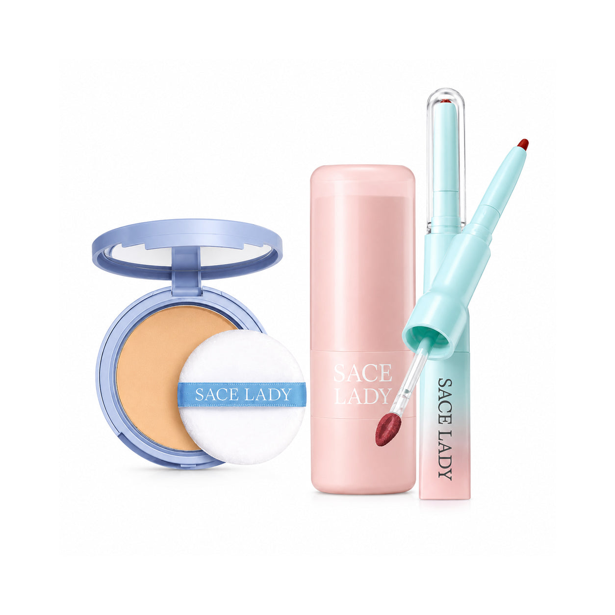 Soft Matte Glow Bundle – Lip Duo, Highlighter & Setting Powder