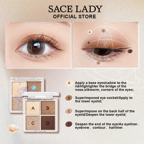 Sace Lady 3-In-1 Eyeshadow Palette & Glitter – High Pigment, Matte & Shimmer, Long-Lasting