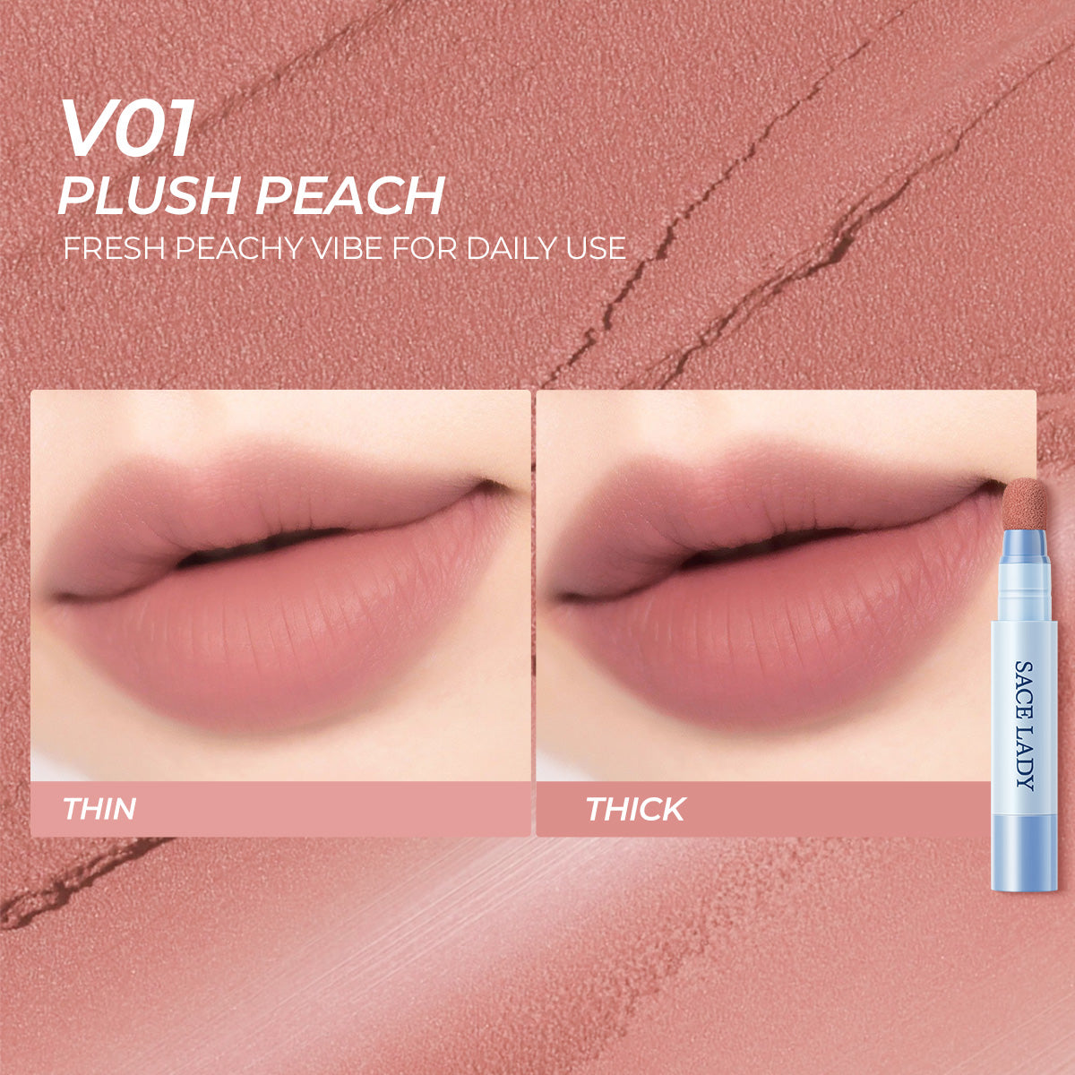 SACE LADY Matte Air Cushion Lip & Cheek Cream – Velvet, Long-Lasting, Non-Sticky, Waterproof