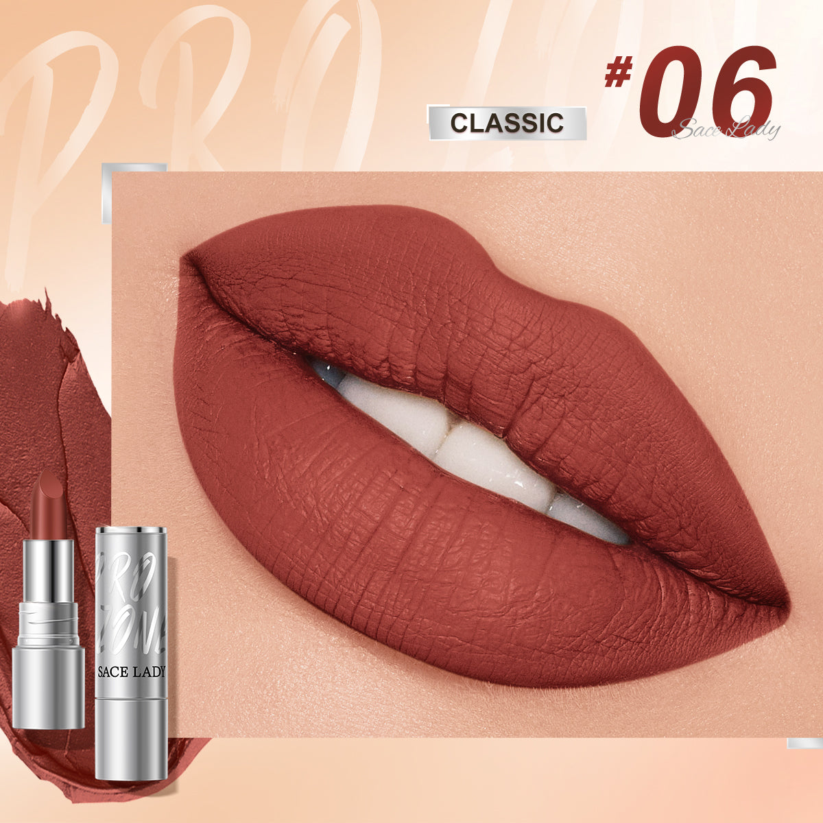 Sace Lady 24H Lasting Matte Lipstick + Waterproof High Pigmented Matte Lip Makeup