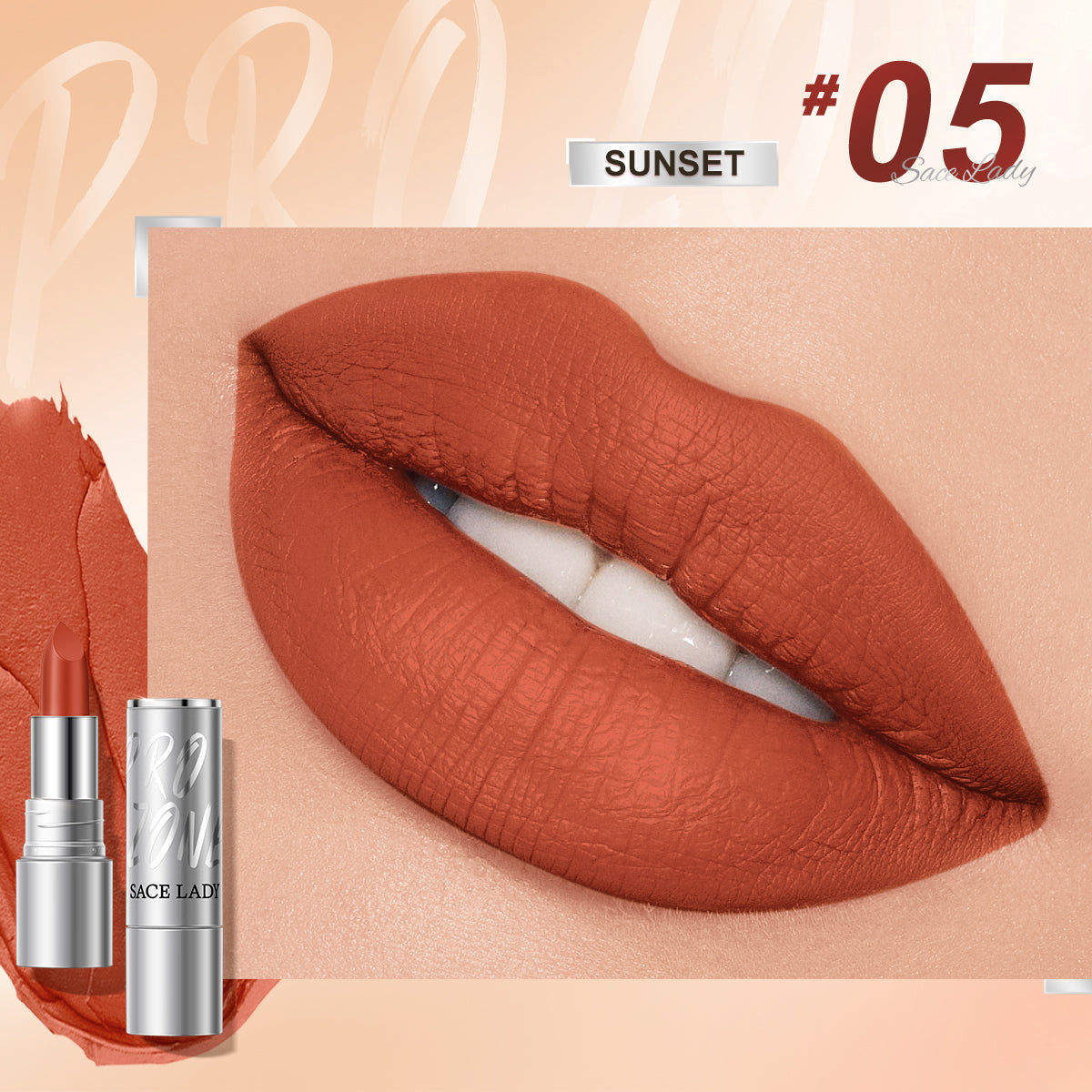 Sace Lady 24H Lasting Matte Lipstick + Waterproof High Pigmented Matte Lip Makeup