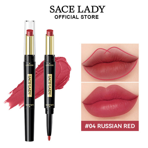 Sace Lady Matte Finish 2-in-1 Matte Lipstick & Lip Liner – Velvet Texture, Long-lasting Pigment