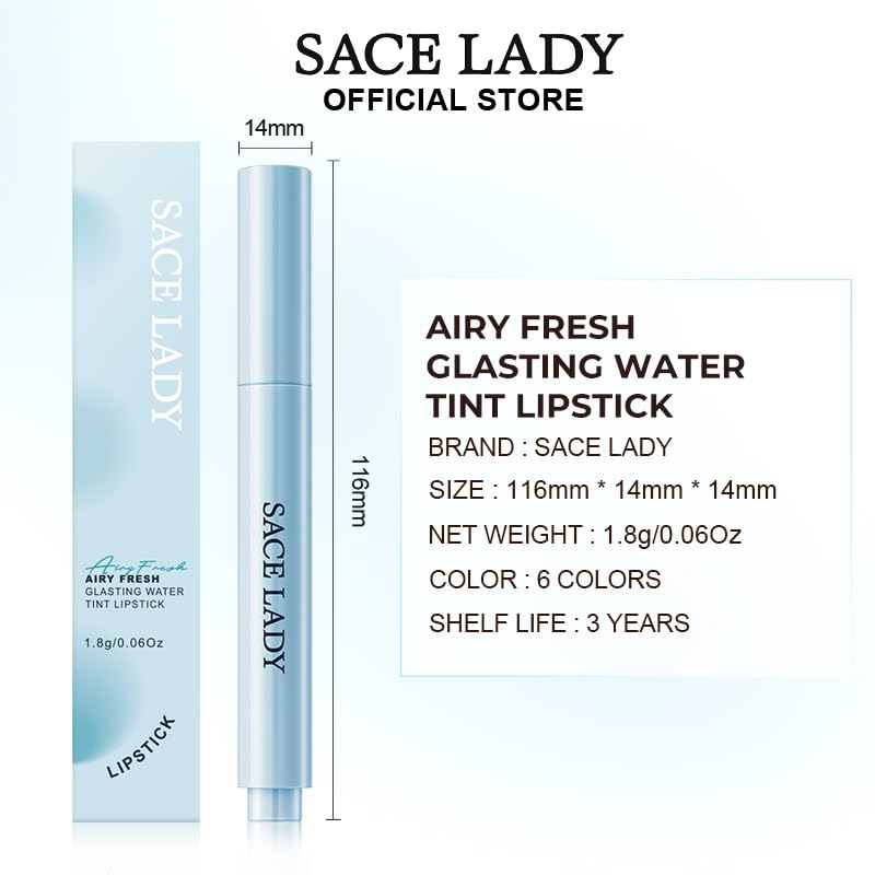 SACE LADY Glasting Gloss Lipstick – Moisturizing, High-Shine Lip Gloss Balm with Vitamin E & Plant Oils