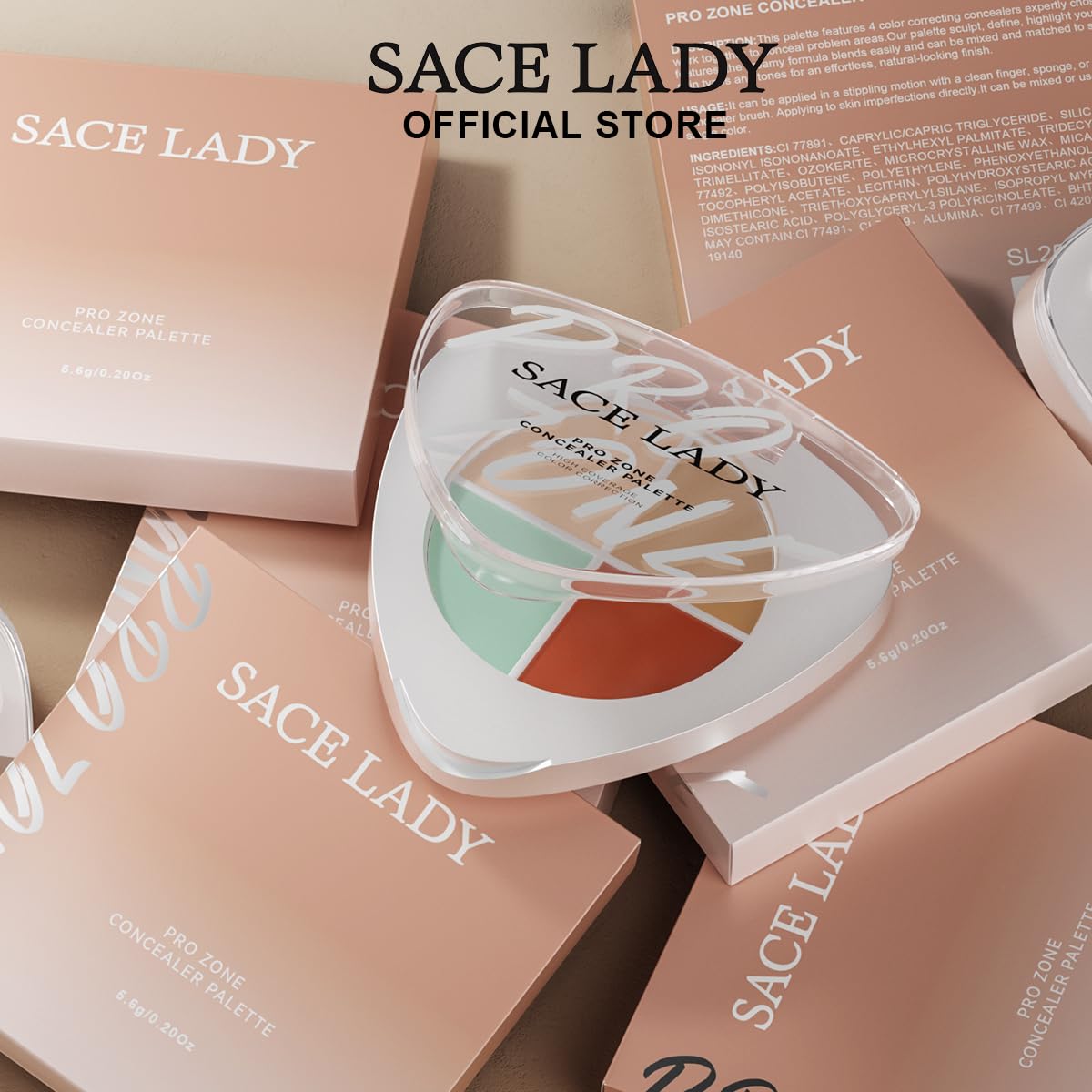 لوحة إخفاء العيوب SACE LADY Pro Zone - مقاومة للماء، تغطية كاملة | تصحيح بأربعة ألوان