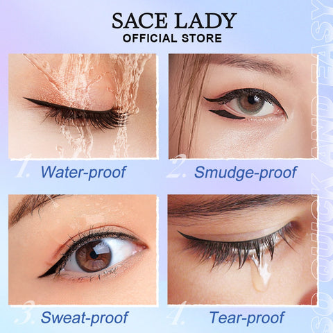 SACE LADY Winged Eyeliner Waterproof Smudge-Proof Double Head Seal Stamp Liquid Eye Liner Pen - High Pigment, Easy Application
