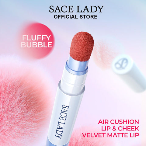 SACE LADY Matte Air Cushion Lip & Cheek Cream – Velvet, Long-Lasting, Non-Sticky, Waterproof
