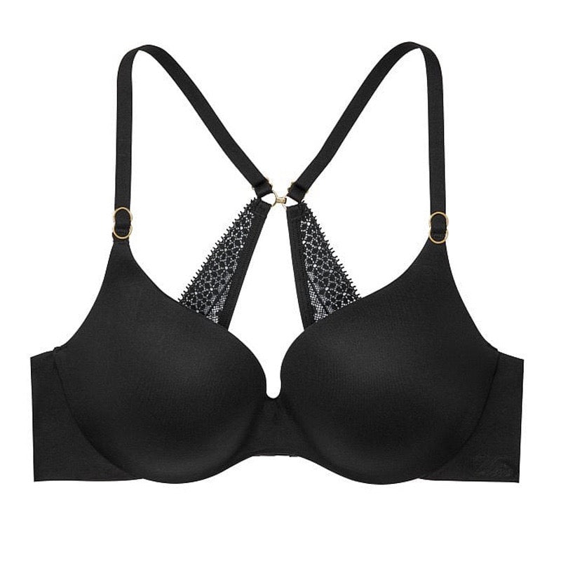Seamless Lace Back Push-Up Bra