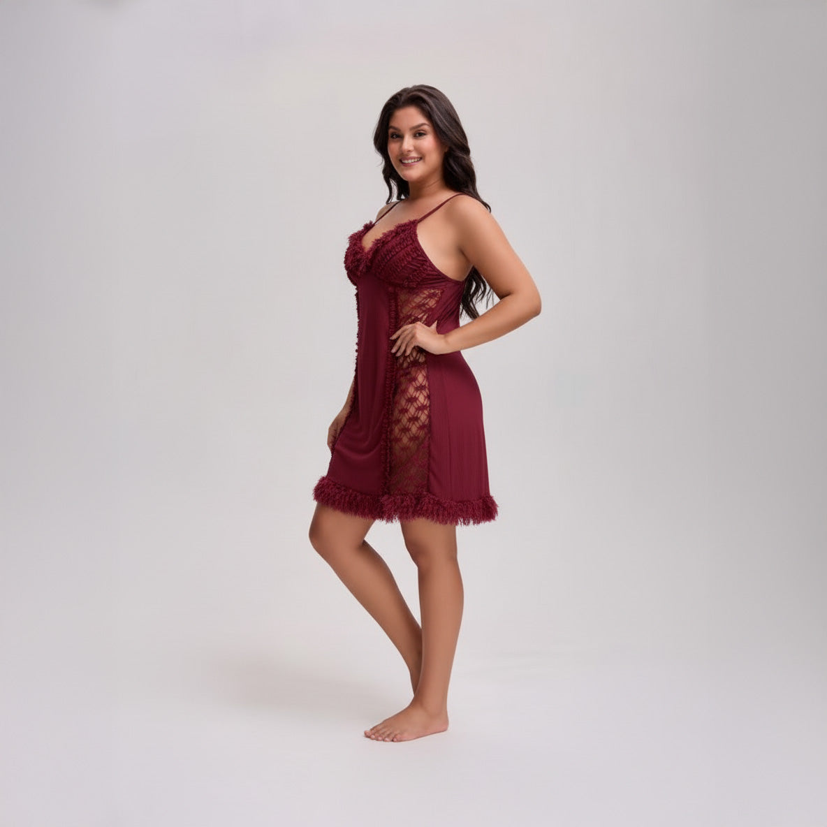 فستان نوم دانتيل وريش