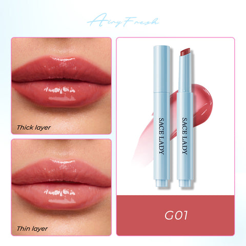 SACE LADY Glasting Gloss Lipstick – Moisturizing, High-Shine Lip Gloss Balm with Vitamin E & Plant Oils