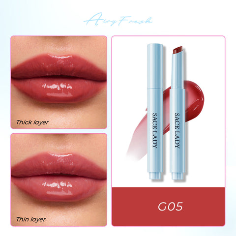 SACE LADY Glasting Gloss Lipstick – Moisturizing, High-Shine Lip Gloss Balm with Vitamin E & Plant Oils