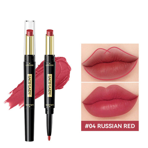 Sace Lady Matte Finish 2-in-1 Matte Lipstick & Lip Liner – Velvet Texture, Long-lasting Pigment