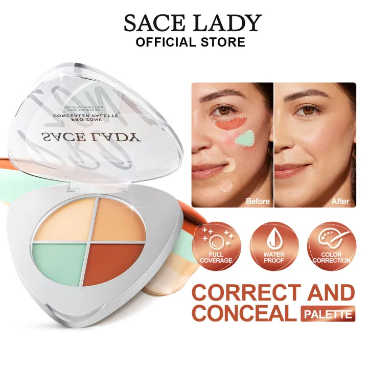 لوحة إخفاء العيوب SACE LADY Pro Zone - مقاومة للماء، تغطية كاملة | تصحيح بأربعة ألوان
