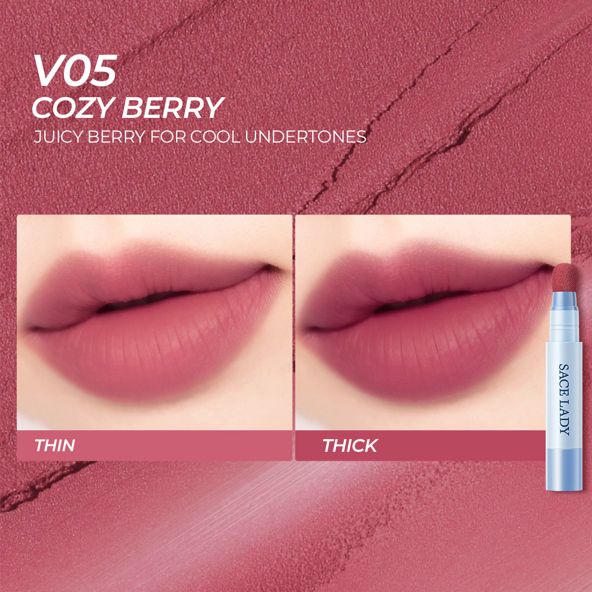 SACE LADY Matte Air Cushion Lip & Cheek Cream – Velvet, Long-Lasting, Non-Sticky, Waterproof
