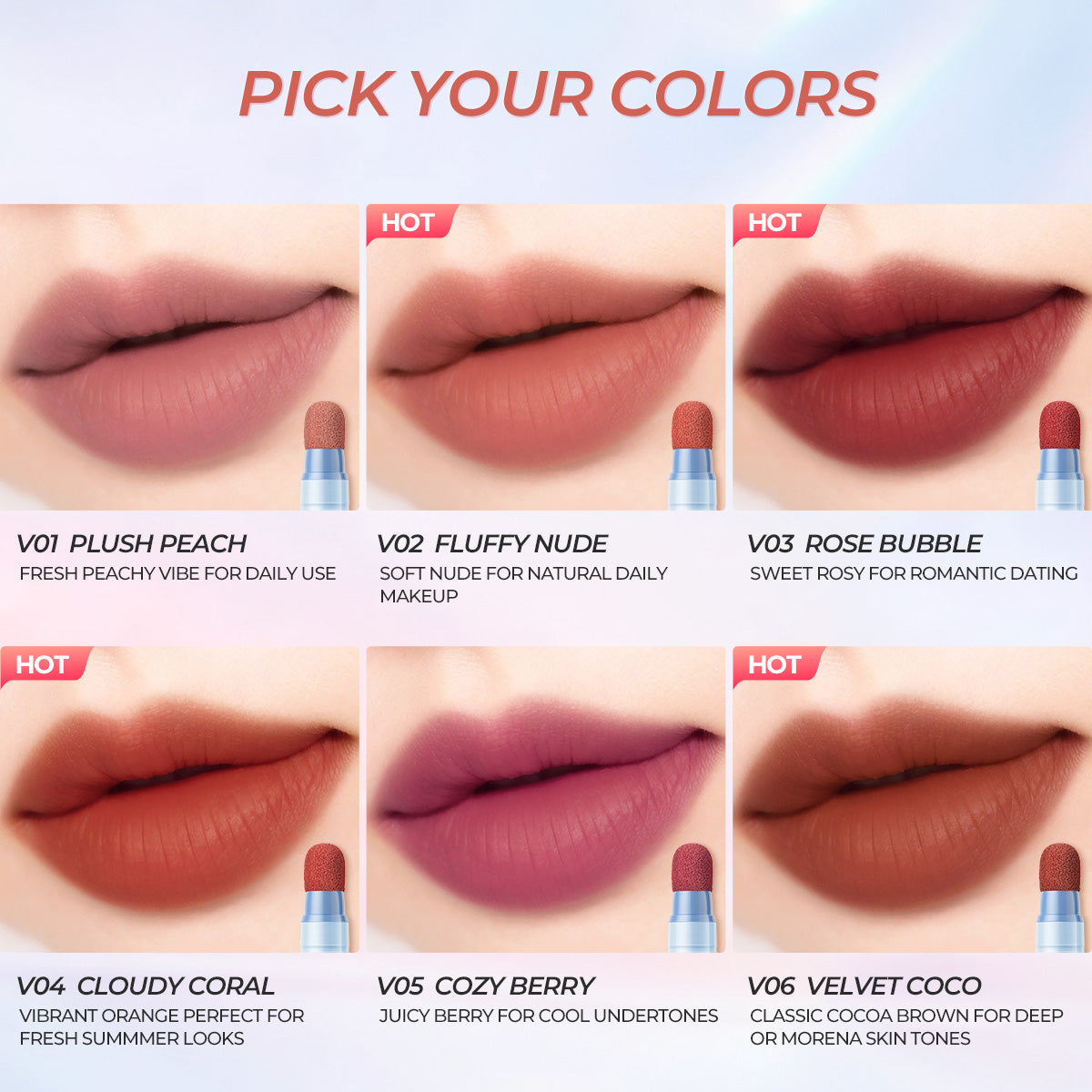 SACE LADY Matte Air Cushion Lip & Cheek Cream – Velvet, Long-Lasting, Non-Sticky, Waterproof