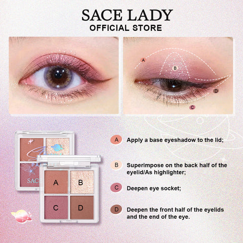 Sace Lady 3-In-1 Eyeshadow Palette & Glitter – High Pigment, Matte & Shimmer, Long-Lasting