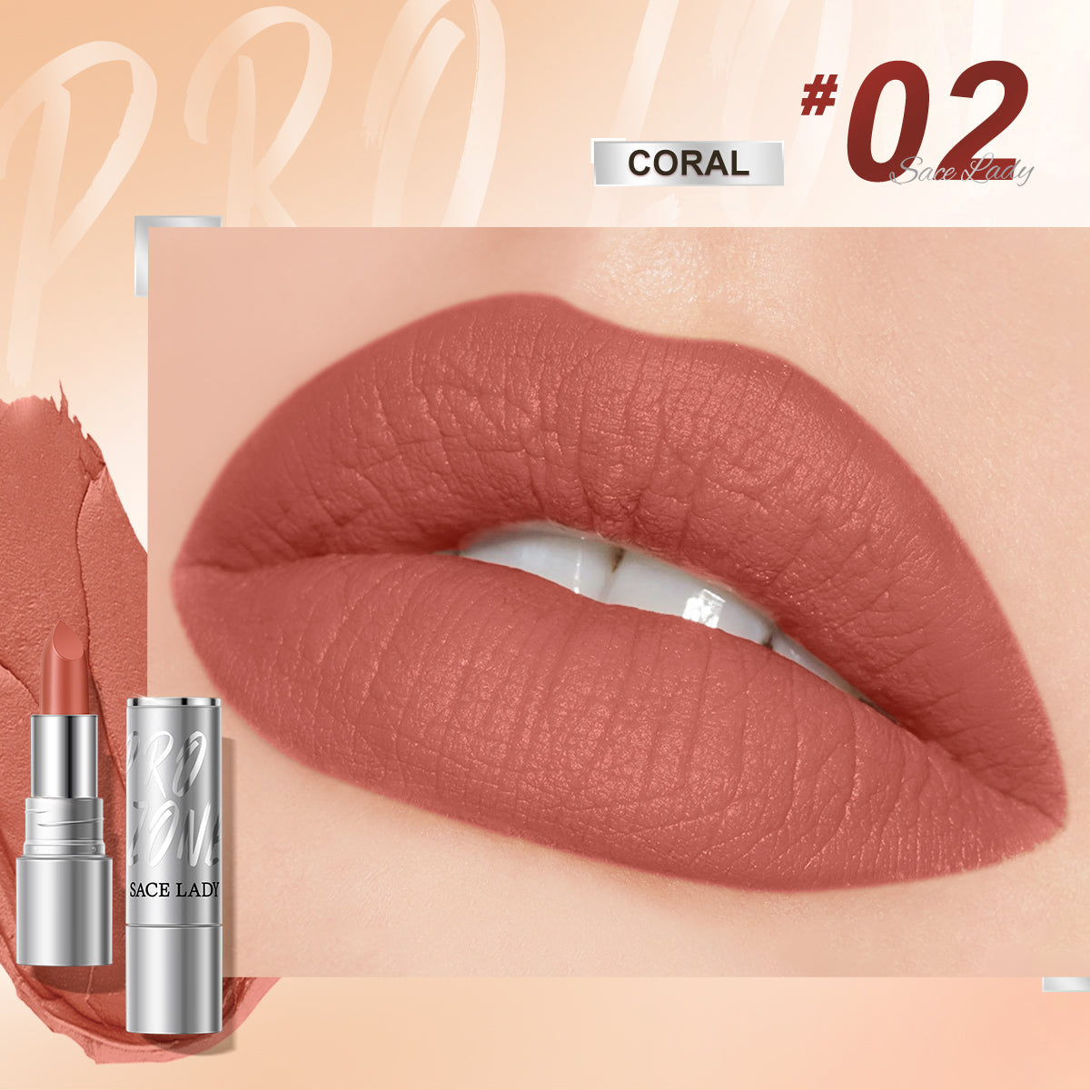 Sace Lady 24H Lasting Matte Lipstick + Waterproof High Pigmented Matte Lip Makeup