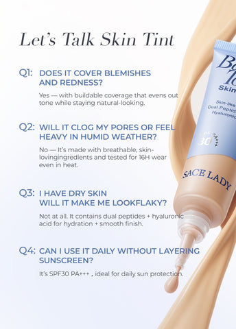 SACE LADY Bare Touch Skin Tint Travel Size - SPF30 PA+++ with Dual Peptide Serum & Breathable Film for Skin-Like Texture