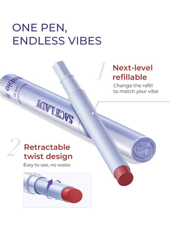 SACE LADY Transfer-Proof Refillable Lip Cream Pen SPF15 – Soft Matte Finish