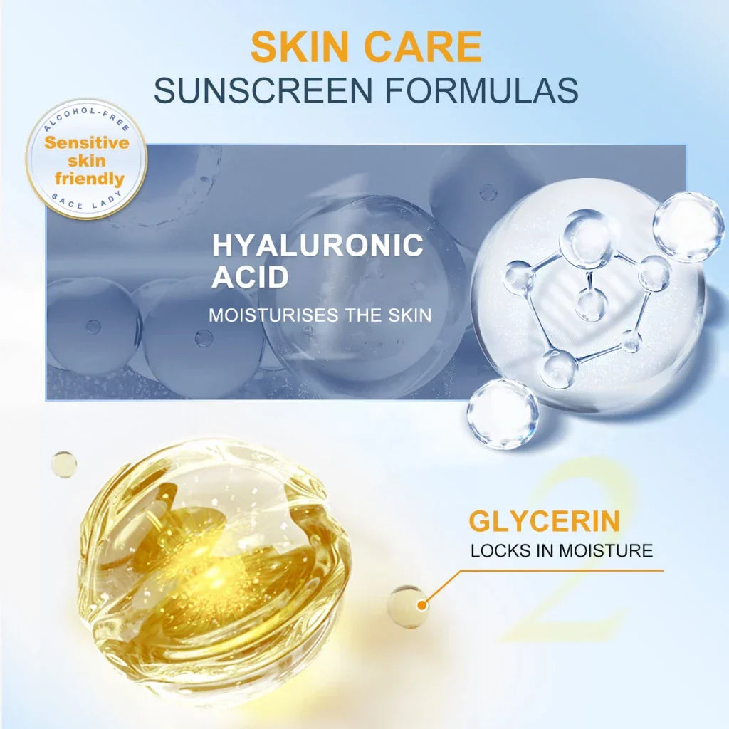 كريم واقي من الشمس SACE LADY SPF50+++، خفيف الوزن، غير لزج، يحمي من الأشعة فوق البنفسجية UVA/UVB، مرطب وملطف لجميع أنواع البشرة