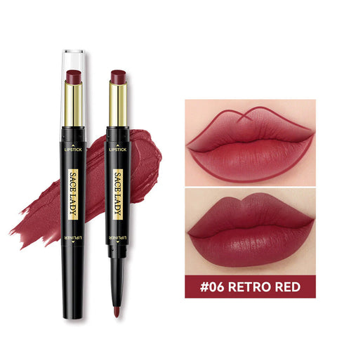 Sace Lady Matte Finish 2-in-1 Matte Lipstick & Lip Liner – Velvet Texture, Long-lasting Pigment